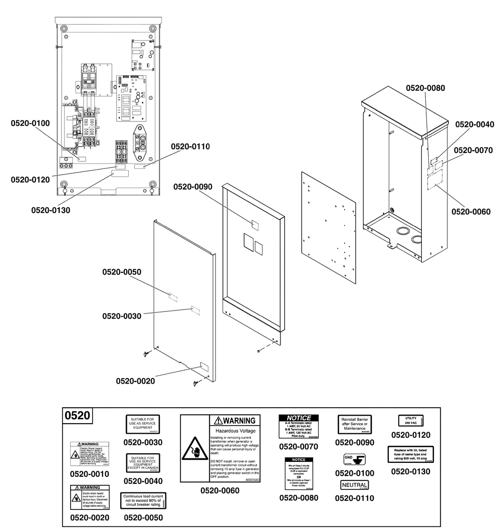 Decals Group - Ats Warning (Used After Serial No. 1022681815 And Before Serial No. 1023495596) Diagram and Parts List for 040622-00  Briggs and Stratton Generator